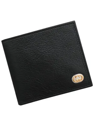 575985 Black Interlocking Gold Men’s Bicycle Wallet