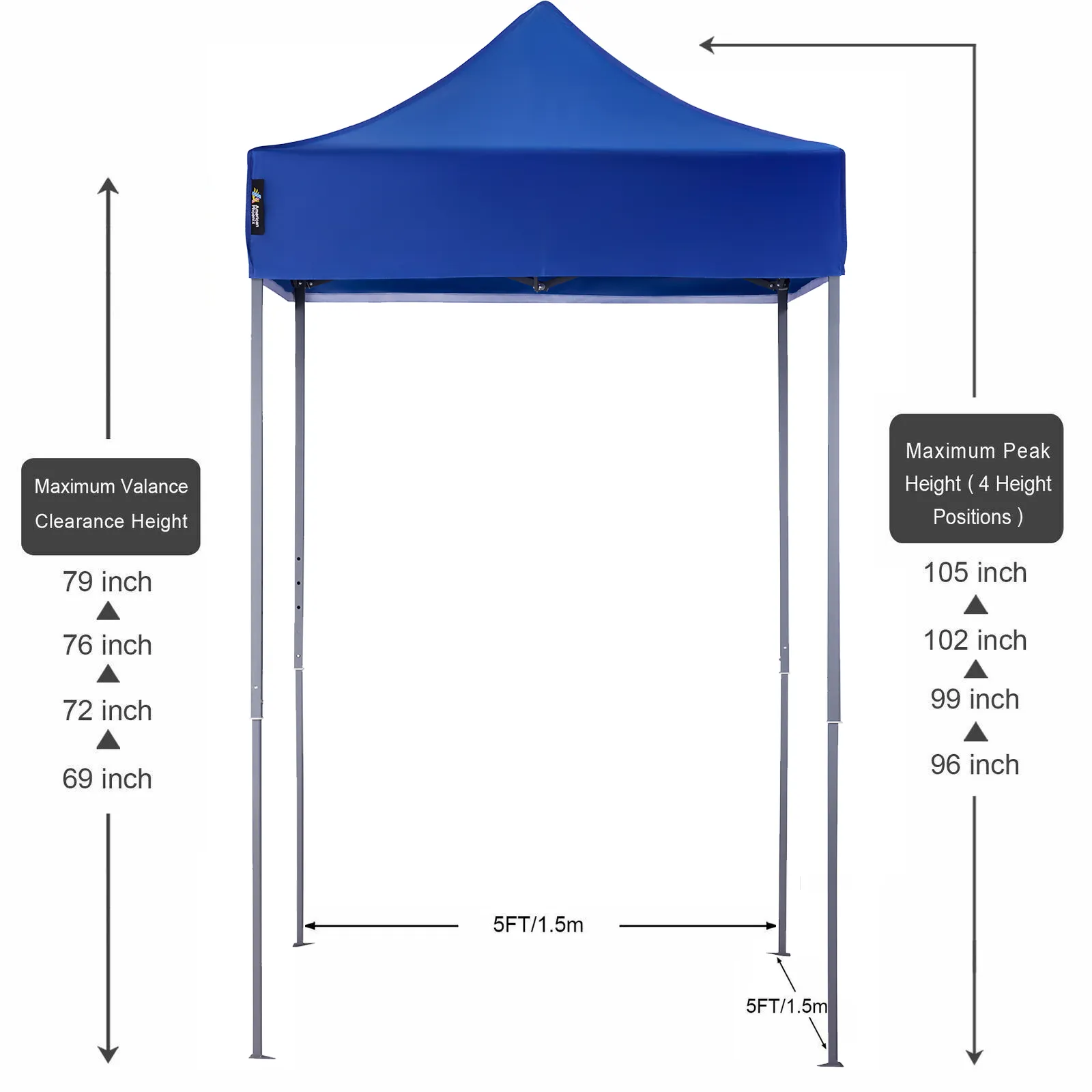 American Phoenix 5x5 Casual Colors Picnic Canopy Tent (Black Frame)