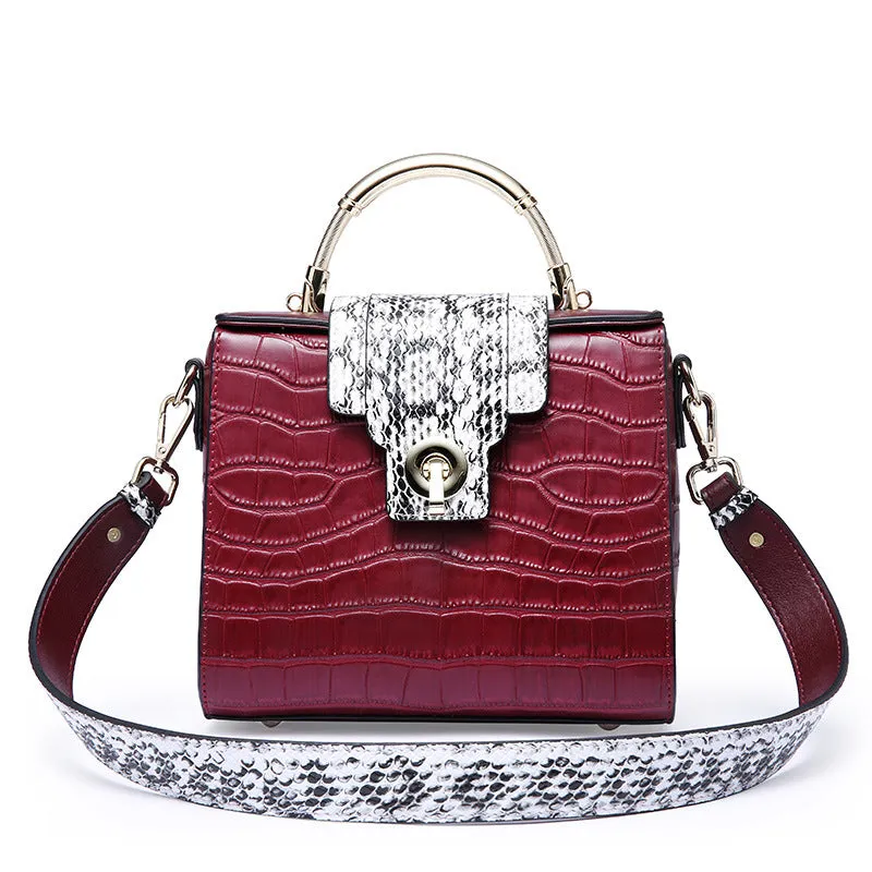 Amethyst AA59 Luxury Crocodile Grain Leather Shoulder bag(two straps)/Tote-Multiple colors