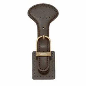 Bag Fastening with Magnetic Clasp - Antique Brass & Brown - 45mm x 115mm