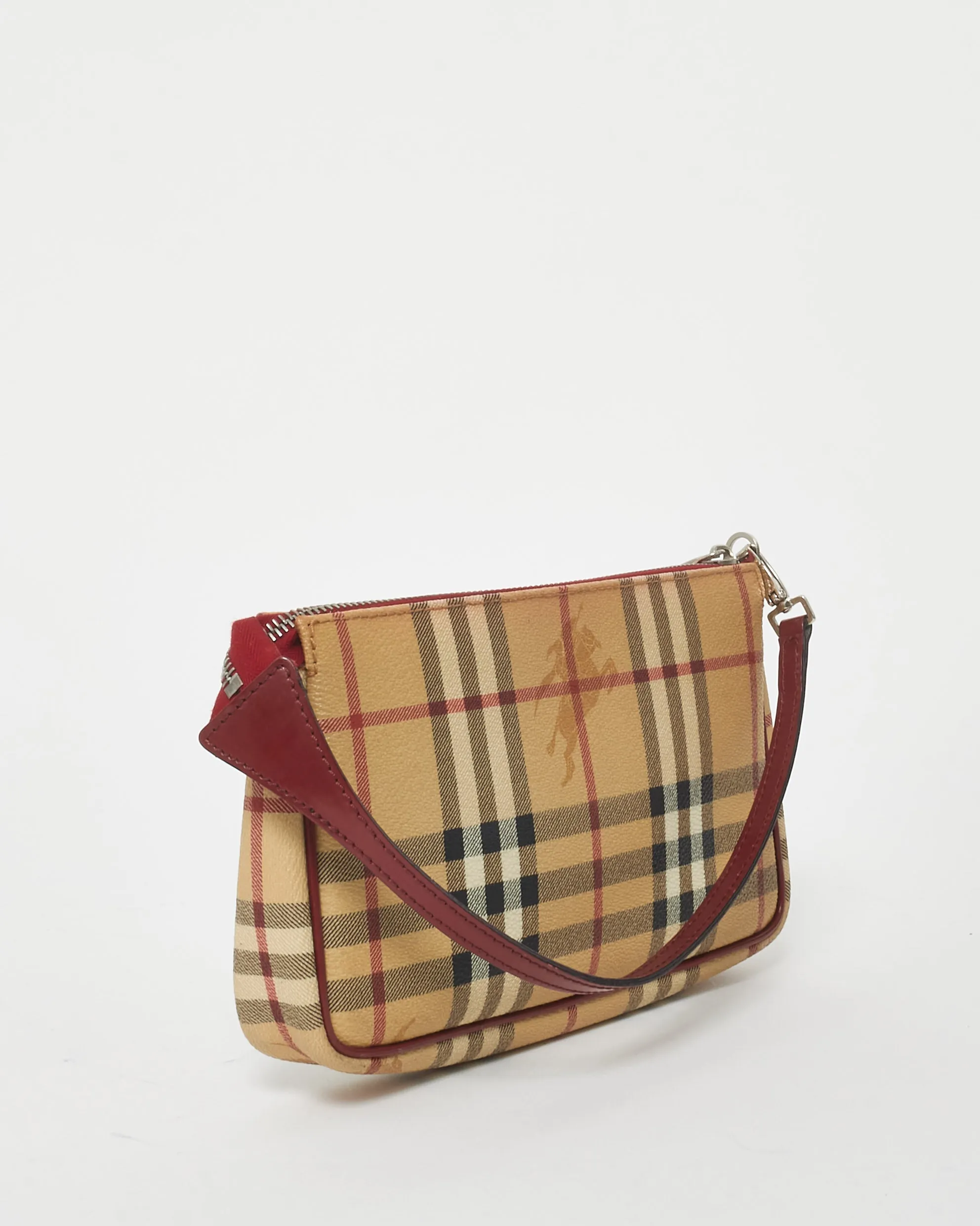 Burberry Coated Canvas Haymarket Check Pochette Shoulder Bag