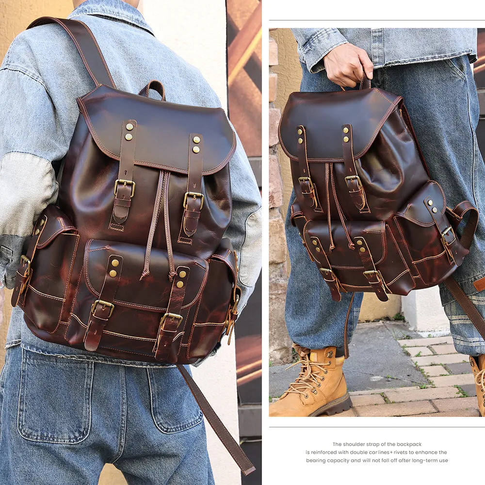 Business Leather Laptop Back Pack Bag