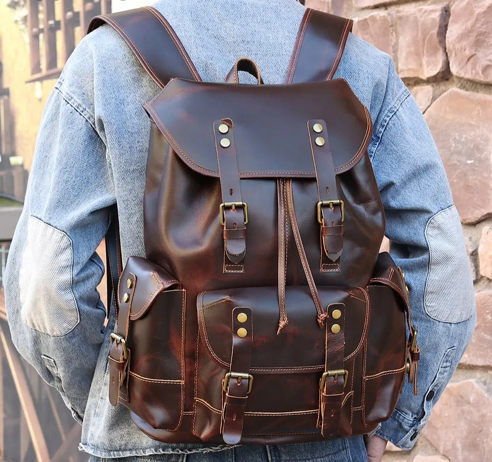 Business Leather Laptop Back Pack Bag