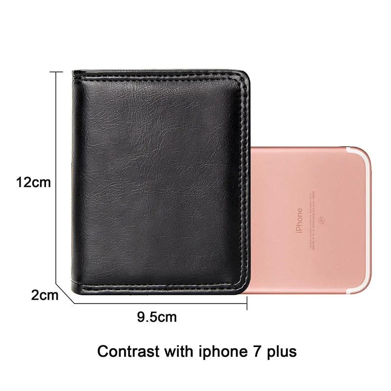 Business Men's Short Wallet Bifold Slim Card Holders for Men Casual Portable Coin Purse New Pu Leather Mini Male Cash Clutch Bag