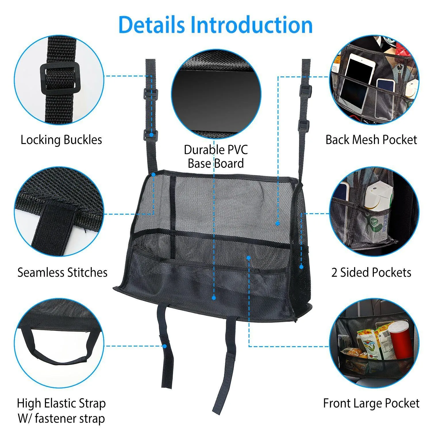 Car Storage Netting Pouch Seat Side Storage Mesh Organizer Bag