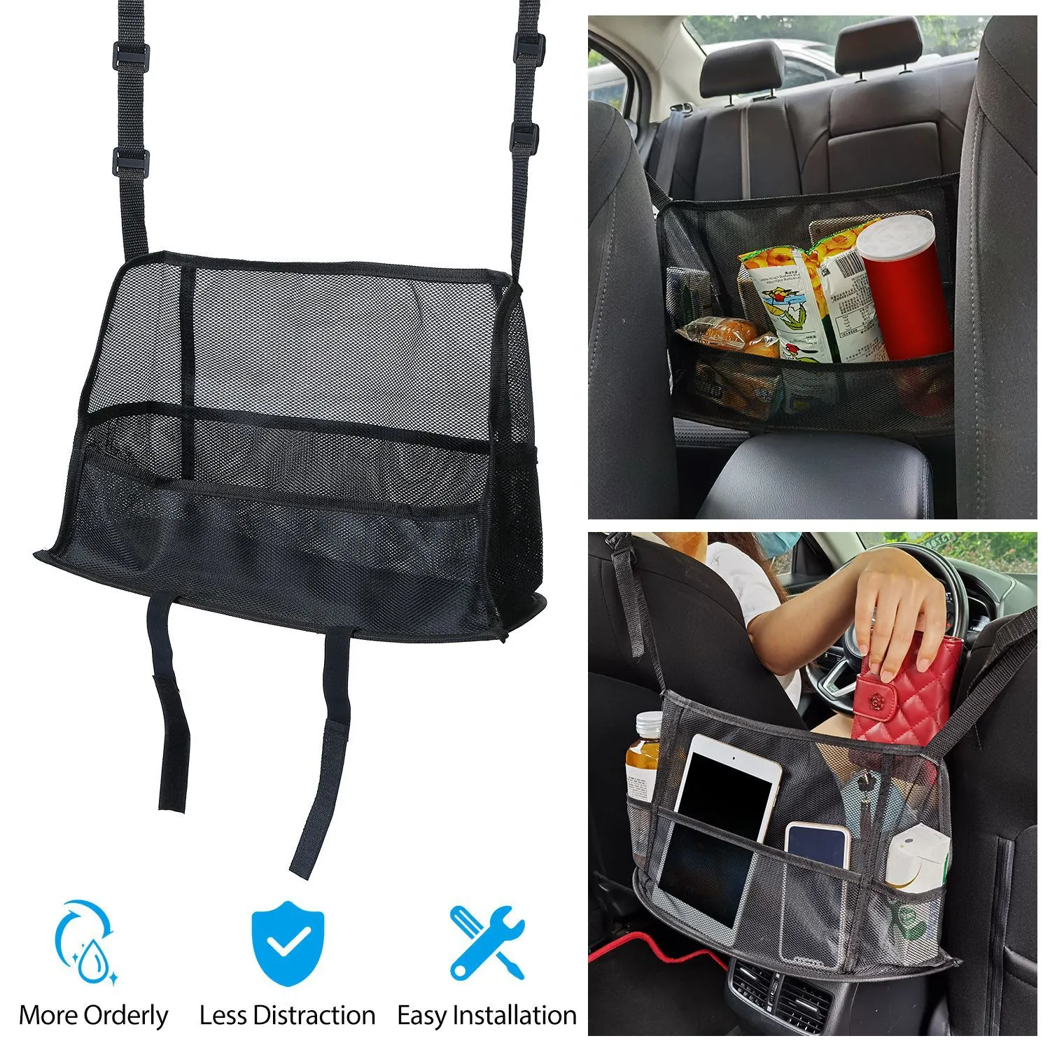 Car Storage Netting Pouch Seat Side Storage Mesh Organizer Bag