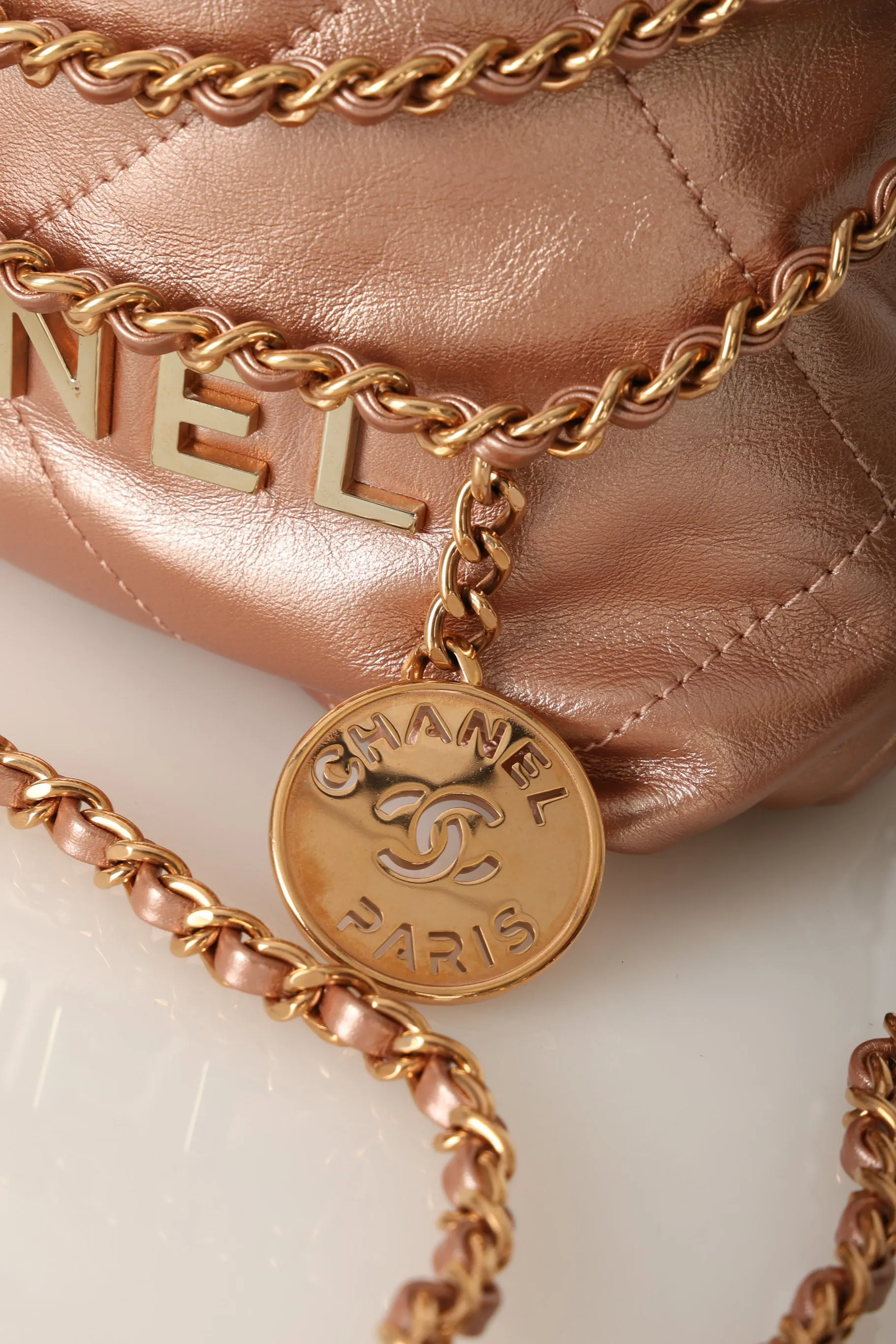 Chanel 2023 Calfskin Rosegold Mini 22