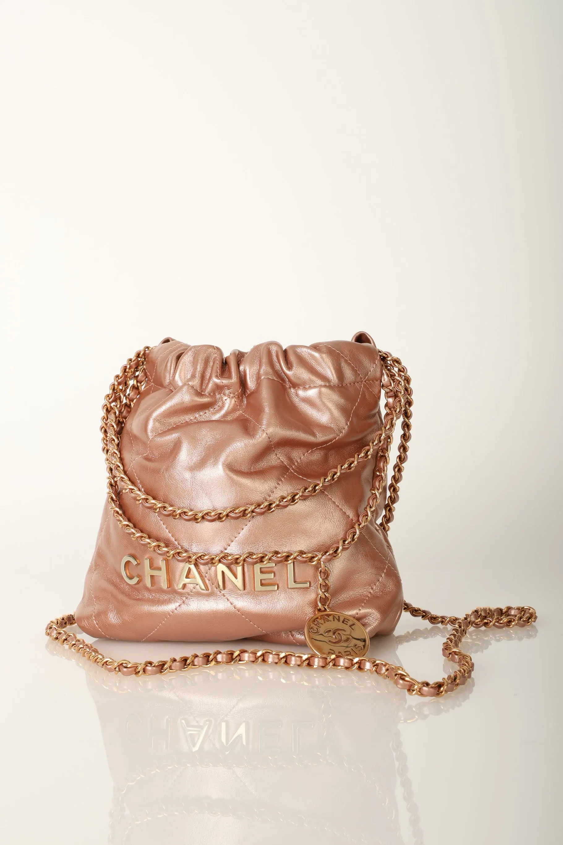 Chanel 2023 Calfskin Rosegold Mini 22