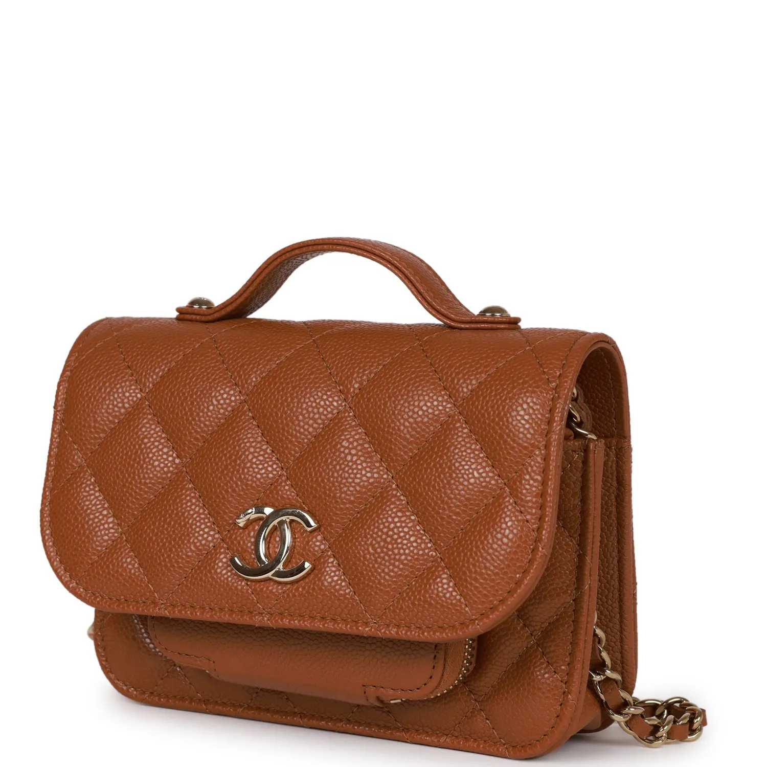 Chanel Micro Business Affinity Bag Caramel Caviar Light Gold Hardware