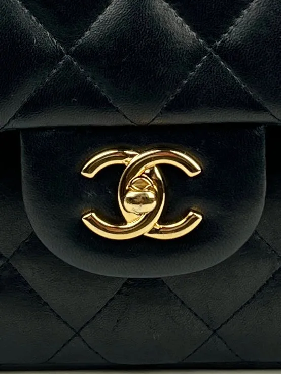 Chanel Vintage Lambskin Quilted Jumbo Double Flap, Black/Gold