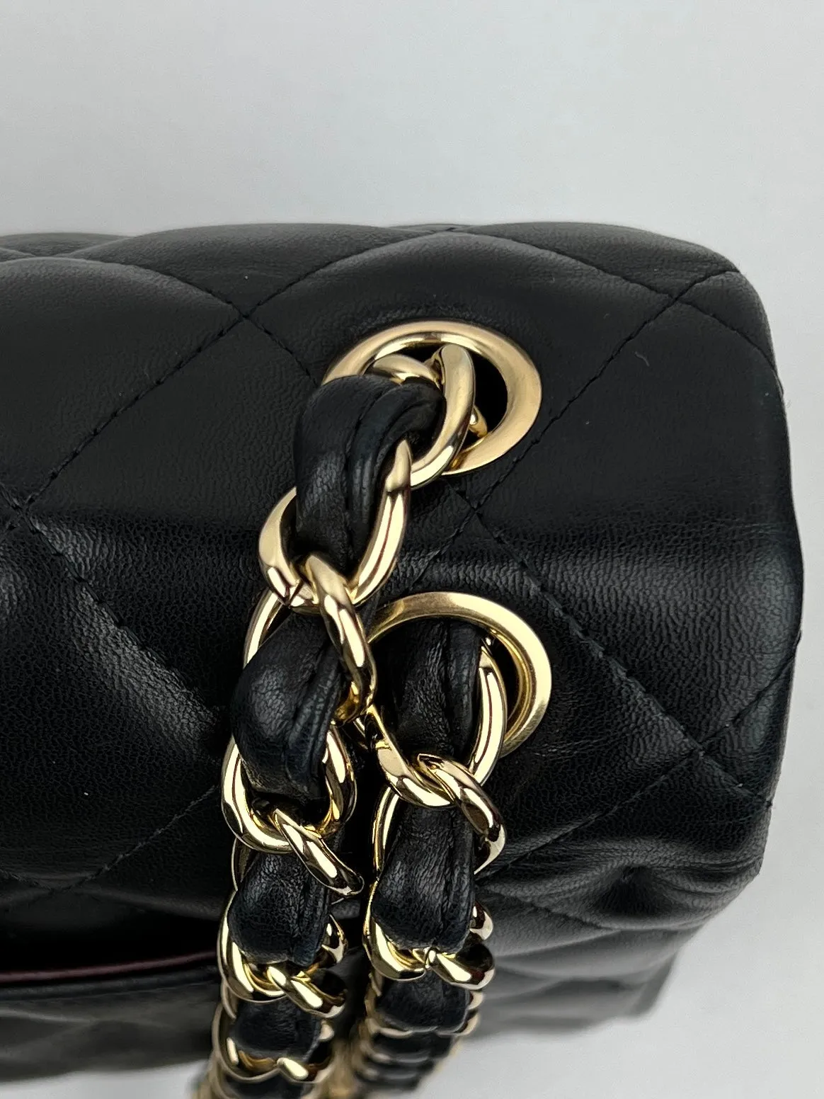 Chanel Vintage Lambskin Quilted Jumbo Double Flap, Black/Gold