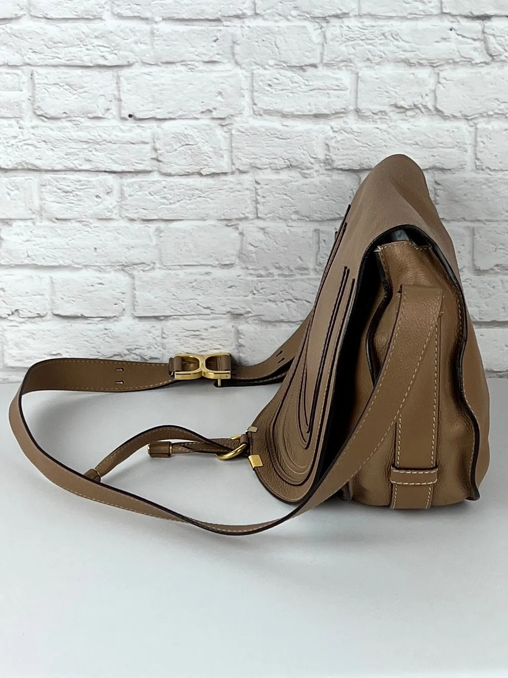 Chloe Medium Marcie Saddle Bag, Tan