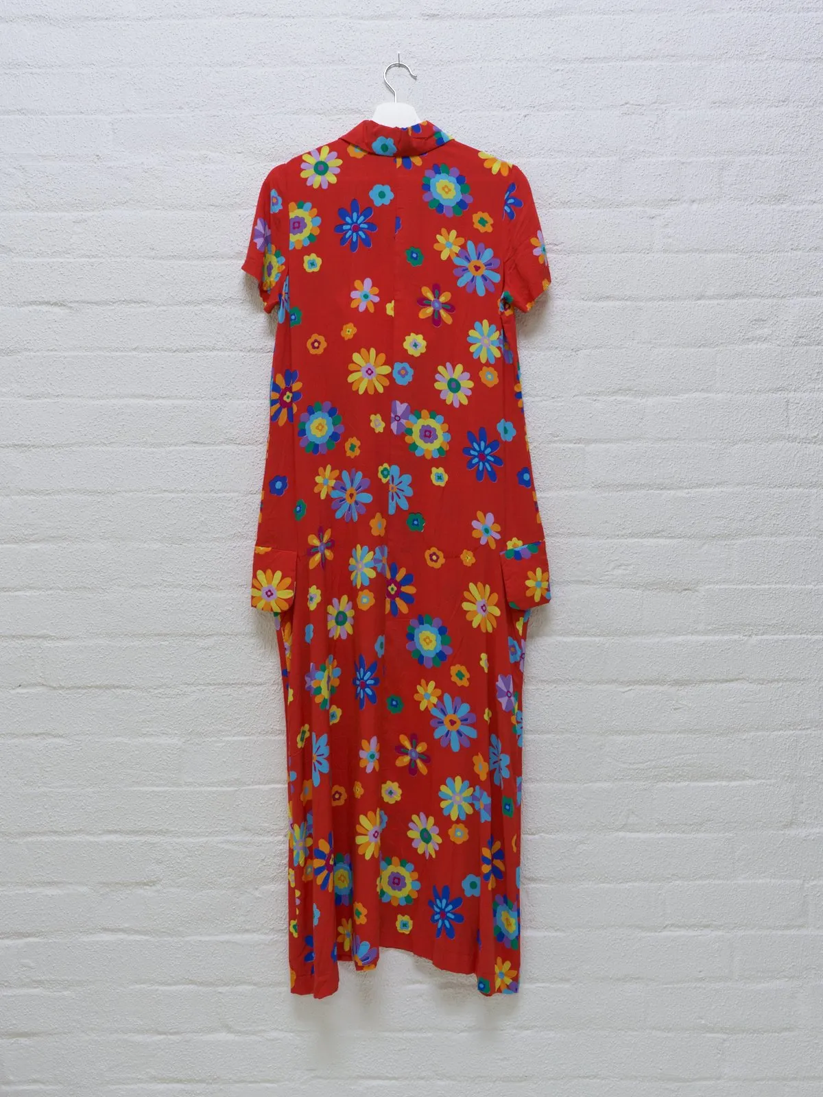 Comme des Garcons 1996 red rayon floral print maxi dress - womens M S