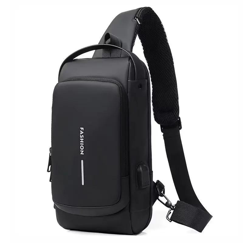 deanwangkt Cross-Border Motorcycle Bag Password Anti-Theft Chest Bag Men's Shoulder Bag Large Capacity Casual Men's Bag Multi-Functional Messenger Bag Fashion