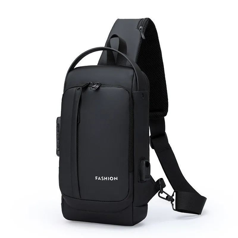 deanwangkt Cross-Border Motorcycle Bag Password Anti-Theft Chest Bag Men's Shoulder Bag Large Capacity Casual Men's Bag Multi-Functional Messenger Bag Fashion