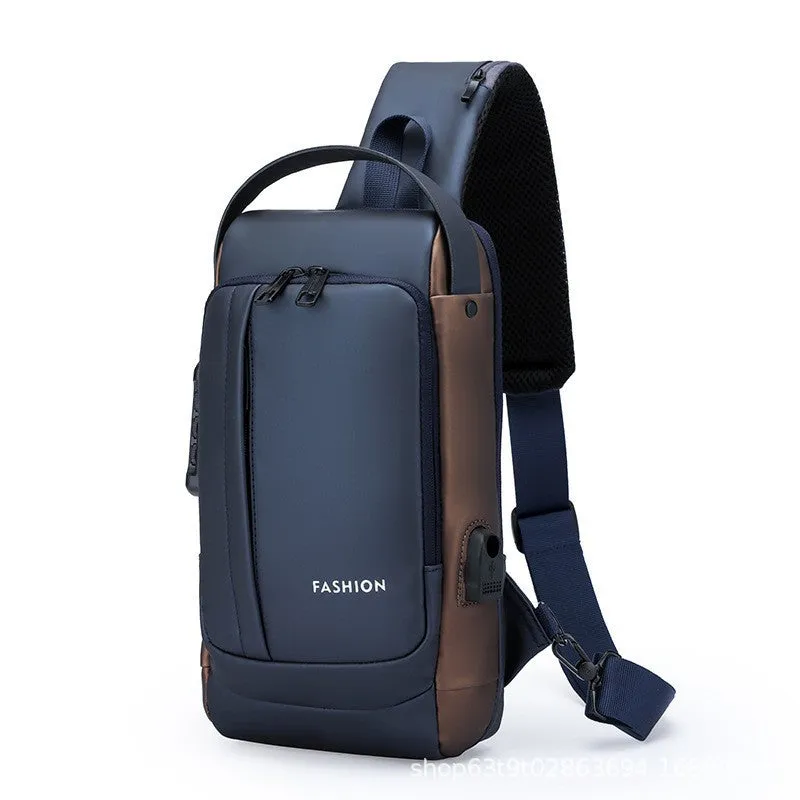 deanwangkt Cross-Border Motorcycle Bag Password Anti-Theft Chest Bag Men's Shoulder Bag Large Capacity Casual Men's Bag Multi-Functional Messenger Bag Fashion