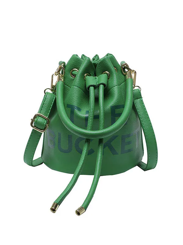 Drawstring Letter Print Crossbody Bags Handbags