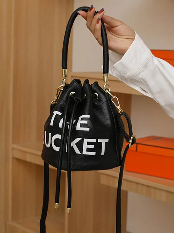 Drawstring Letter Print Crossbody Bags Handbags