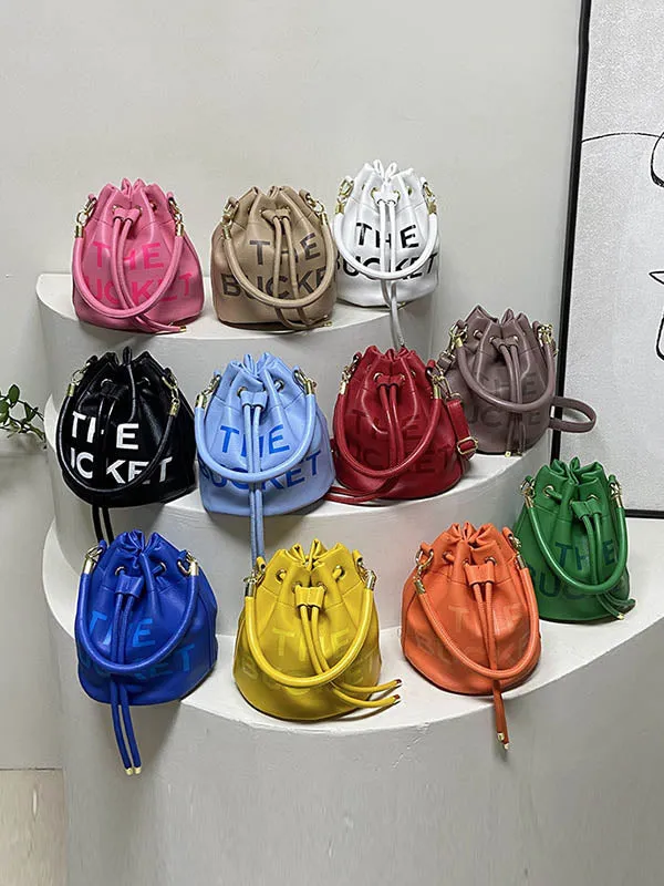 Drawstring Letter Print Crossbody Bags Handbags