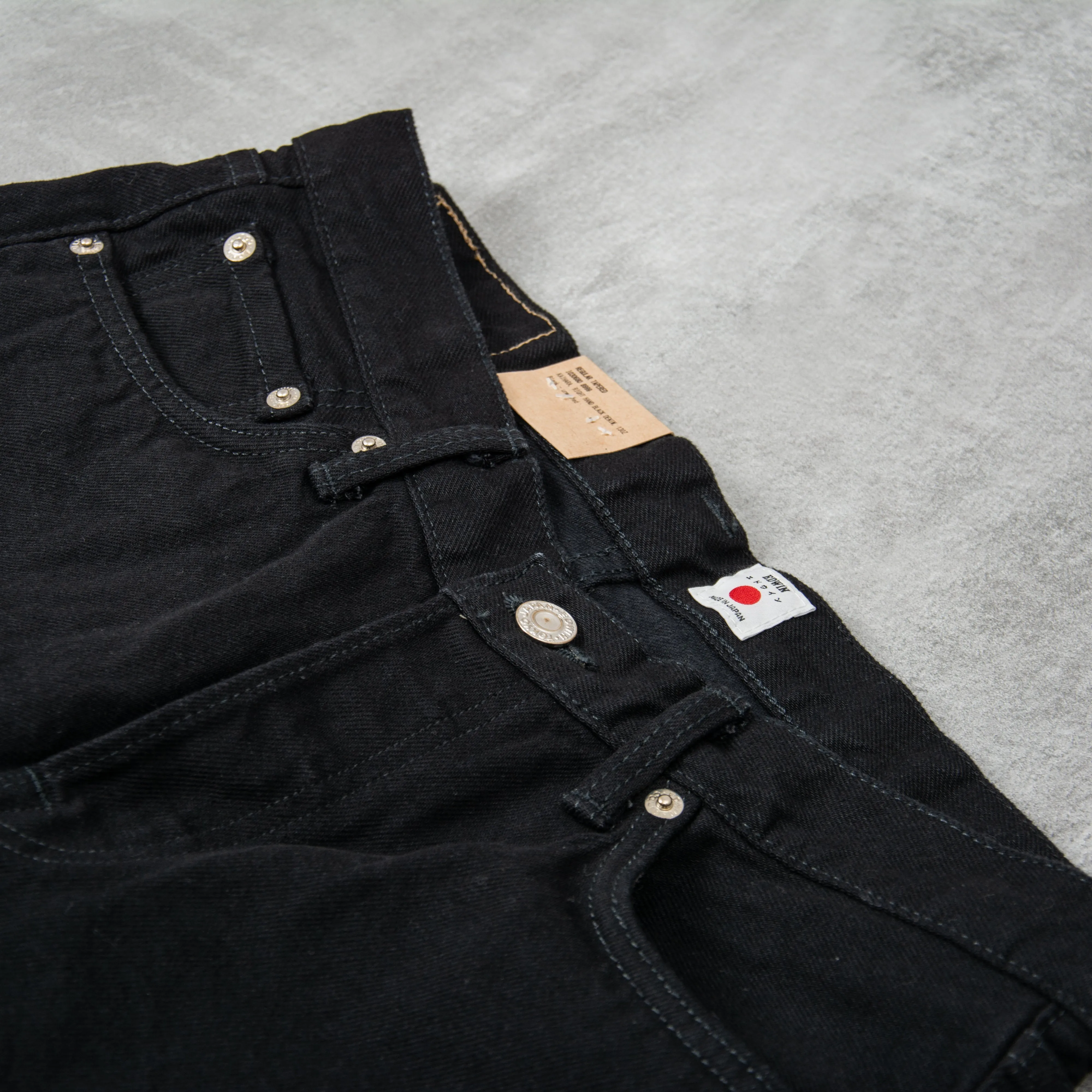 Edwin Regular Tapered Jeans Kaihara Stretch - Black Unwashed