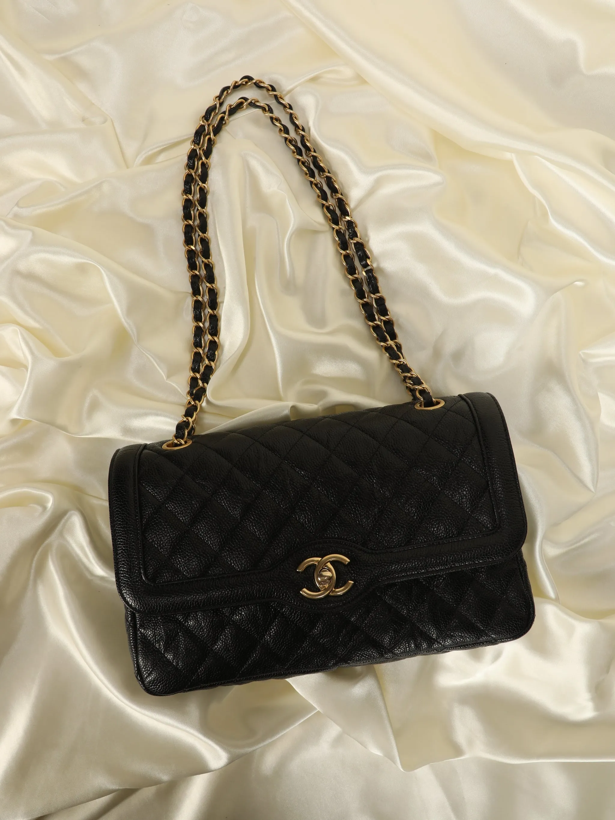 Extremely Rare CL Caviar Medium Paris Flap Bag