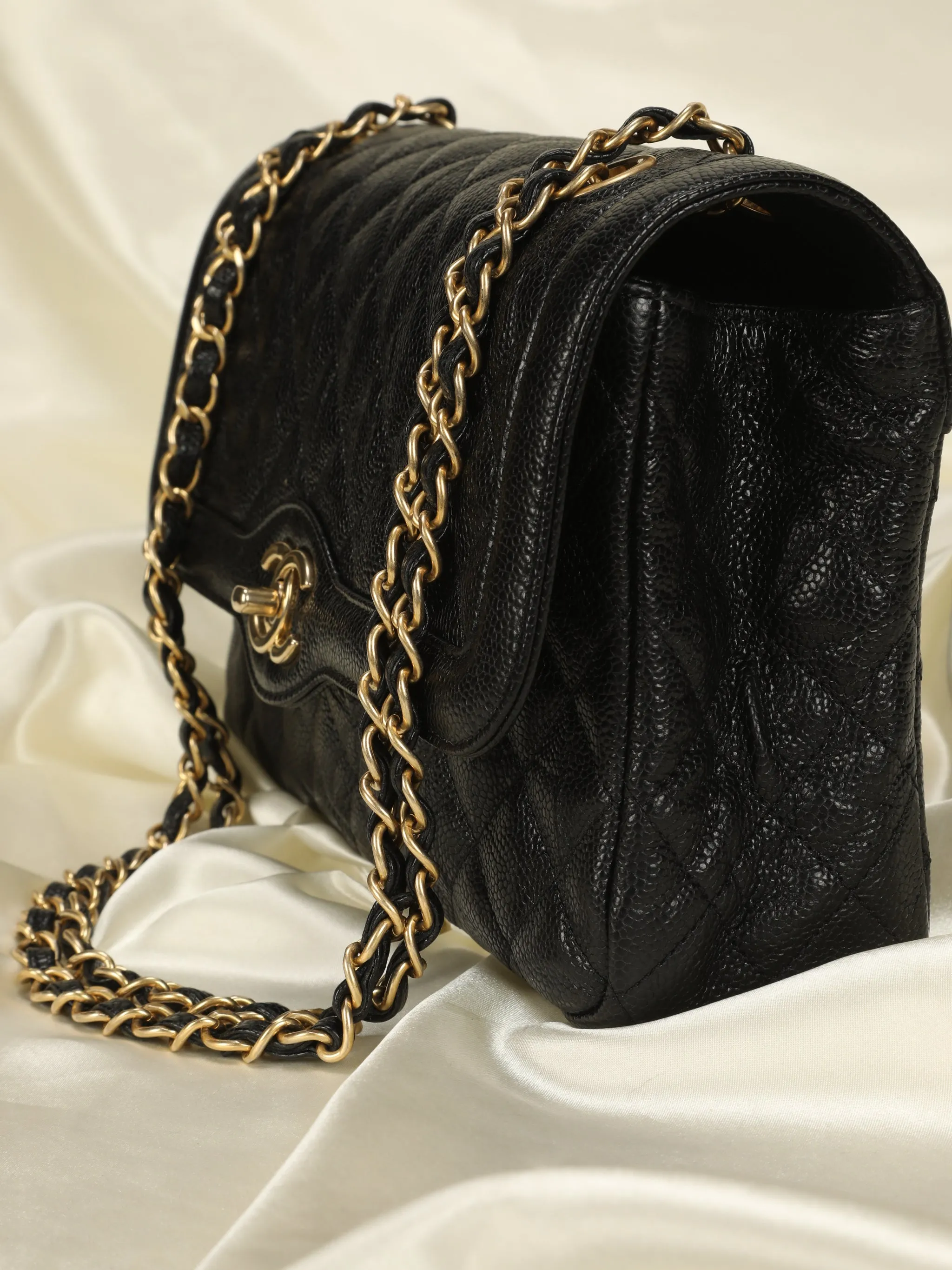 Extremely Rare CL Caviar Medium Paris Flap Bag