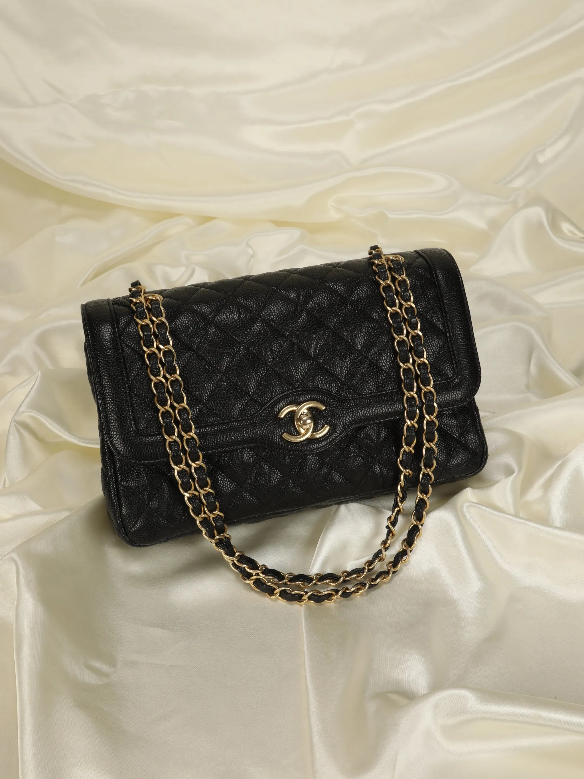 Extremely Rare CL Caviar Medium Paris Flap Bag