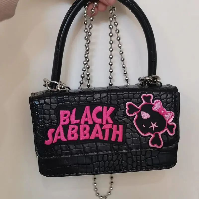 Harajuku Y2k Gothic Punk Chain Handle Casual Crossbody Vintage Black Bag