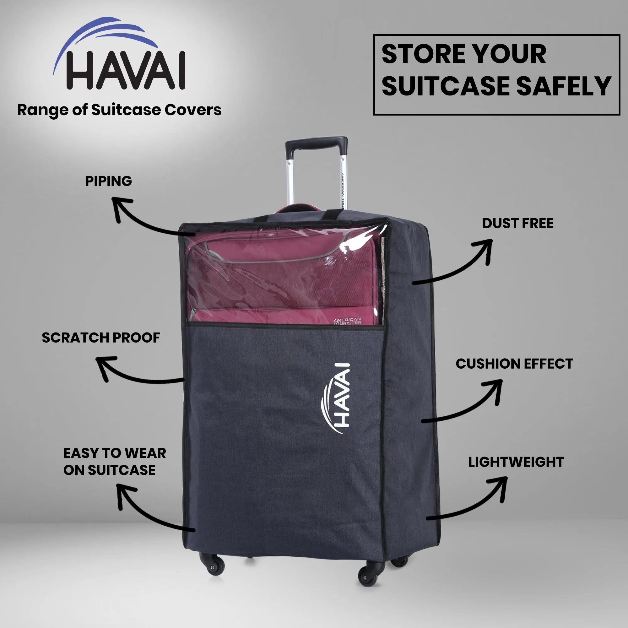 HAVAI Suitcase Storage Protector - Store your suitcase Safely (24 Inch), Navy Blue, Pack of 1