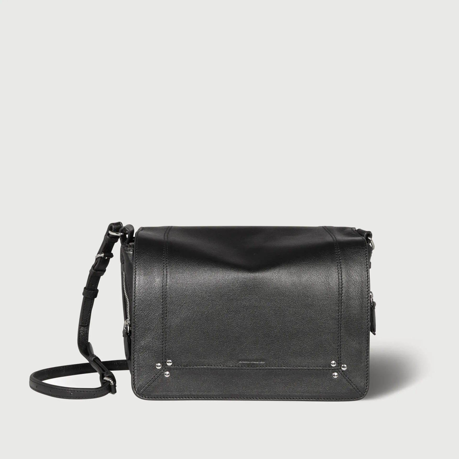 JEROME DREYFUSS SHOULDER BAG IGOR BU NOIR SILVER BLACK