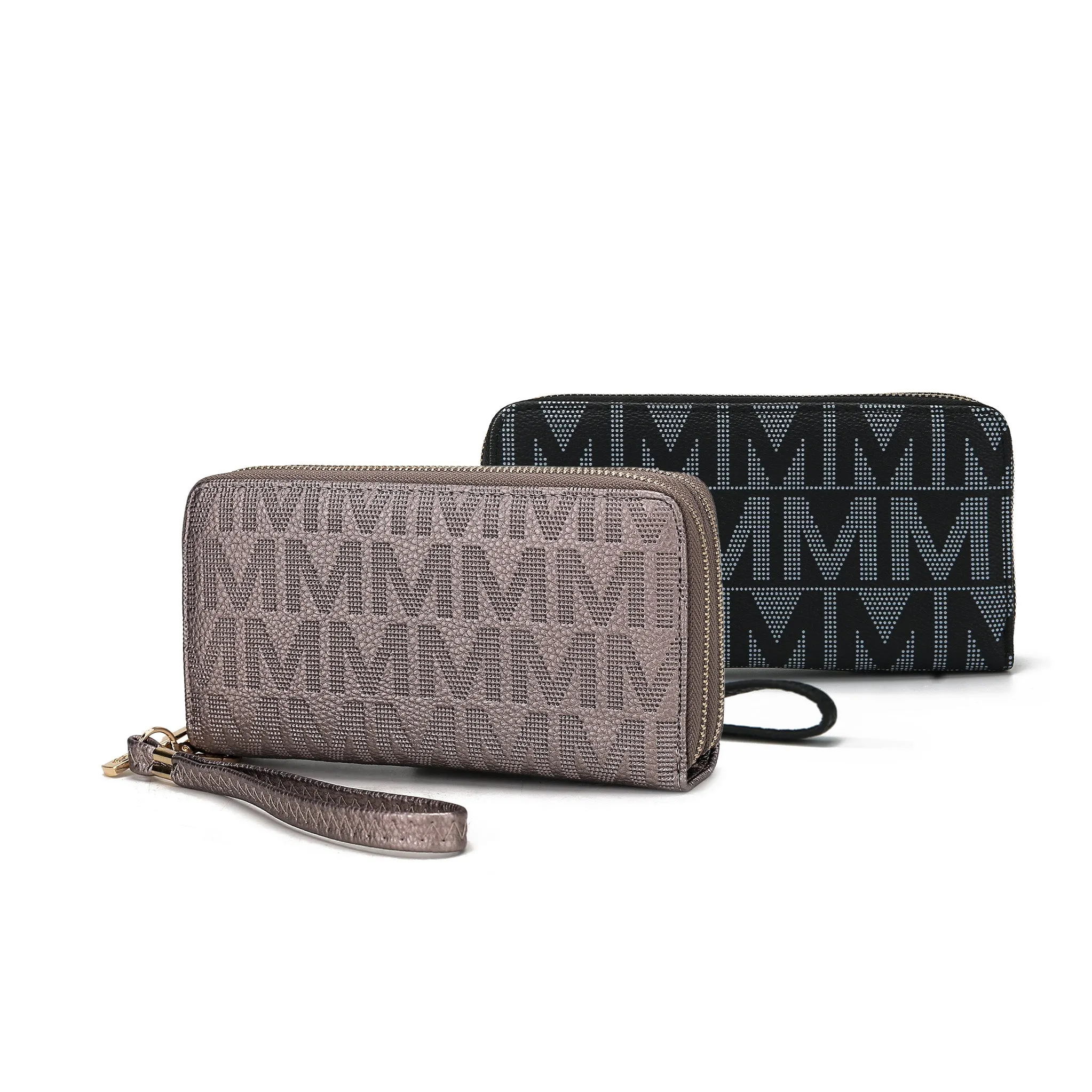 Kathe Embossed M Signature Wallet Wristlet