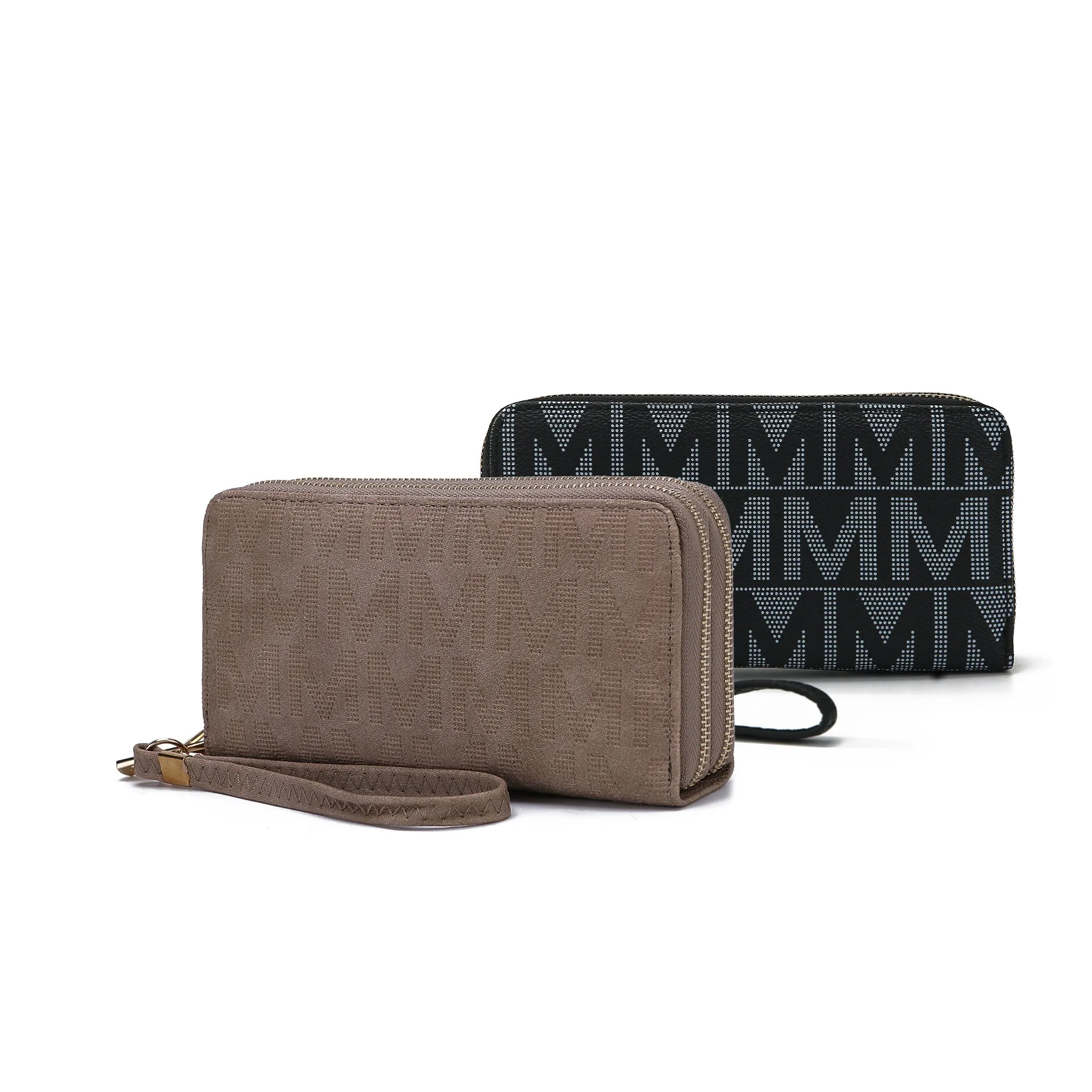 Kathe Embossed M Signature Wallet Wristlet