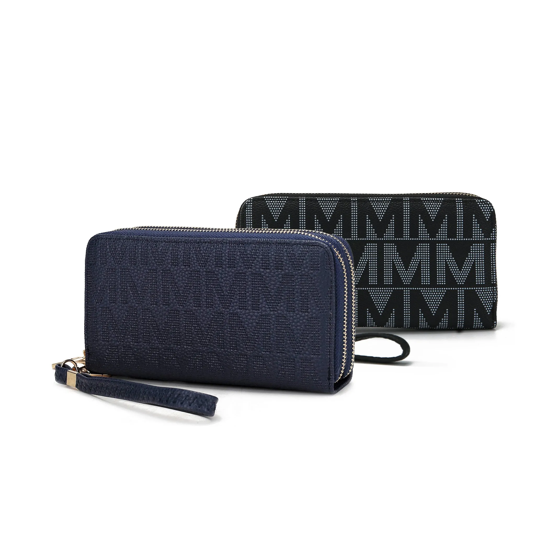 Kathe Embossed M Signature Wallet Wristlet