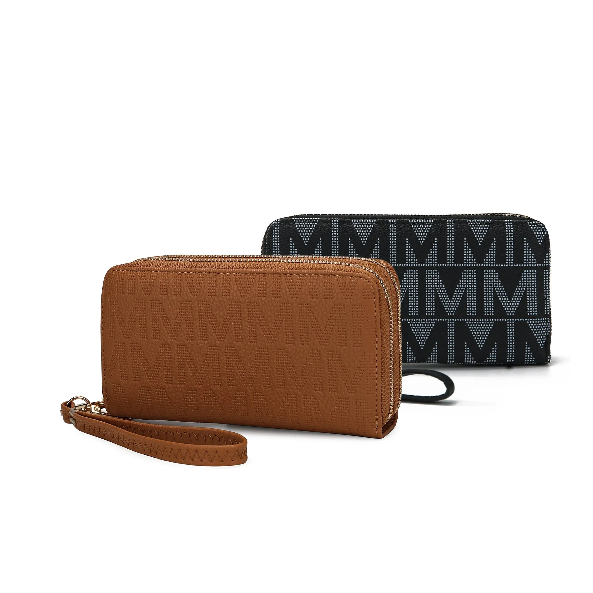 Kathe Embossed M Signature Wallet Wristlet