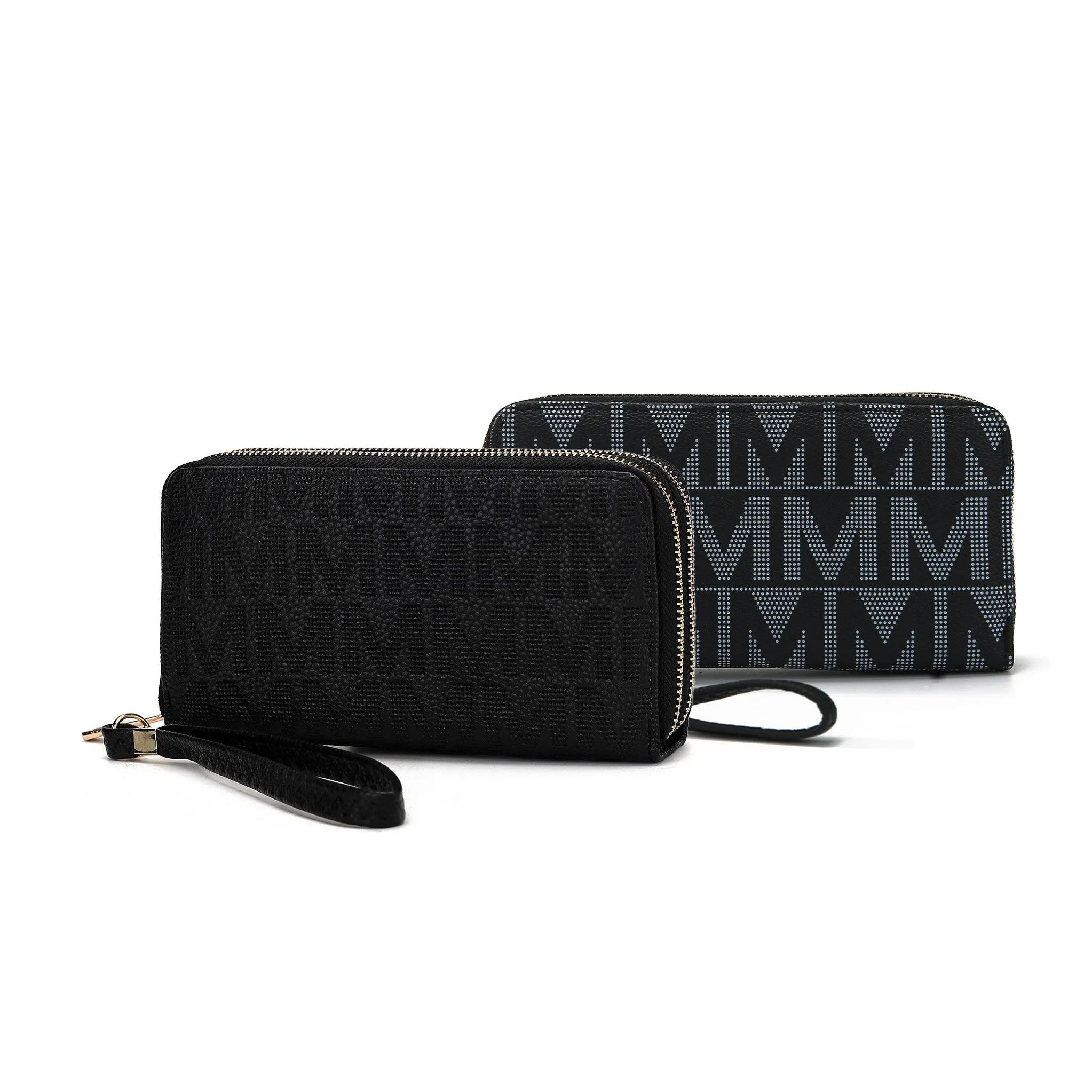 Kathe Embossed M Signature Wallet Wristlet