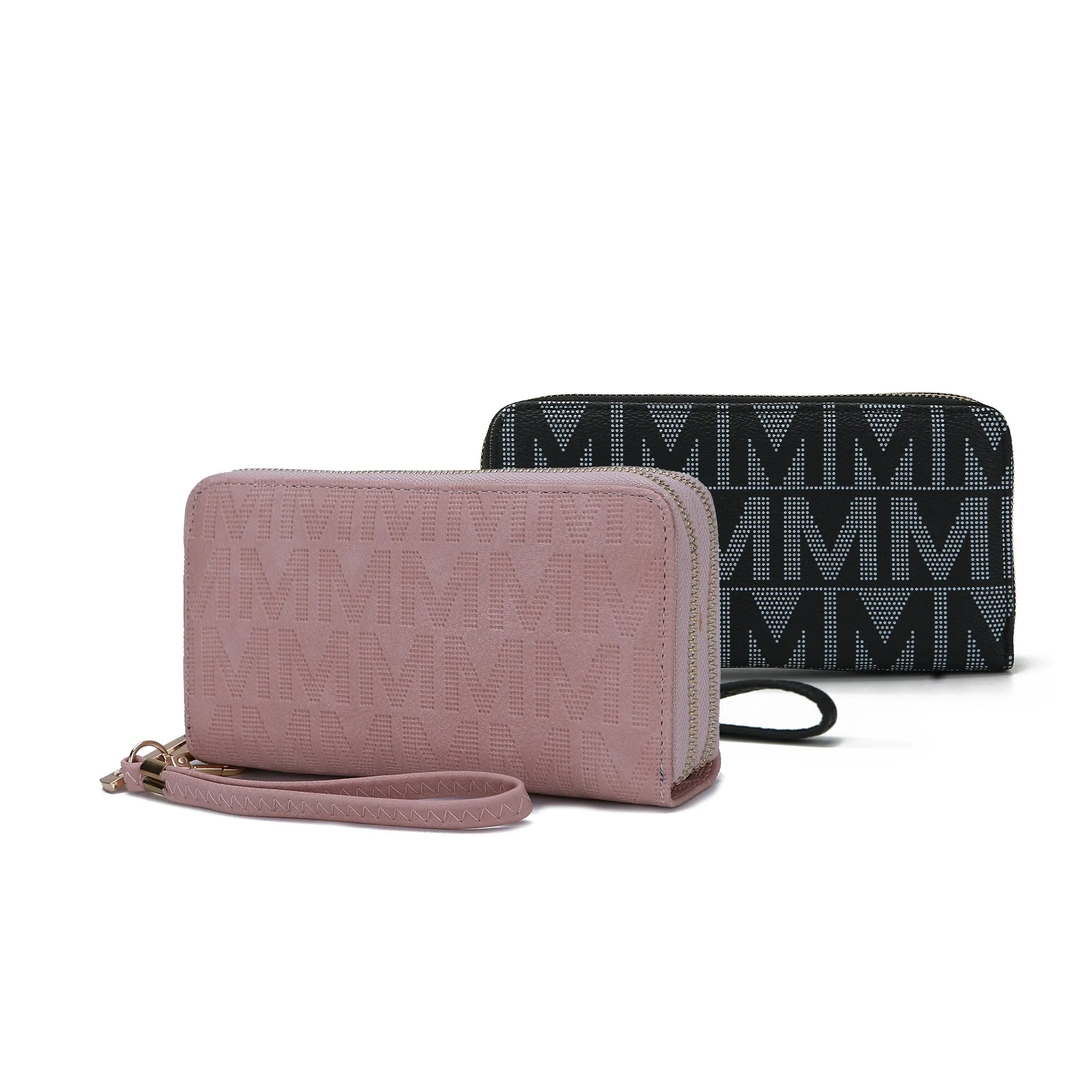 Kathe Embossed M Signature Wallet Wristlet