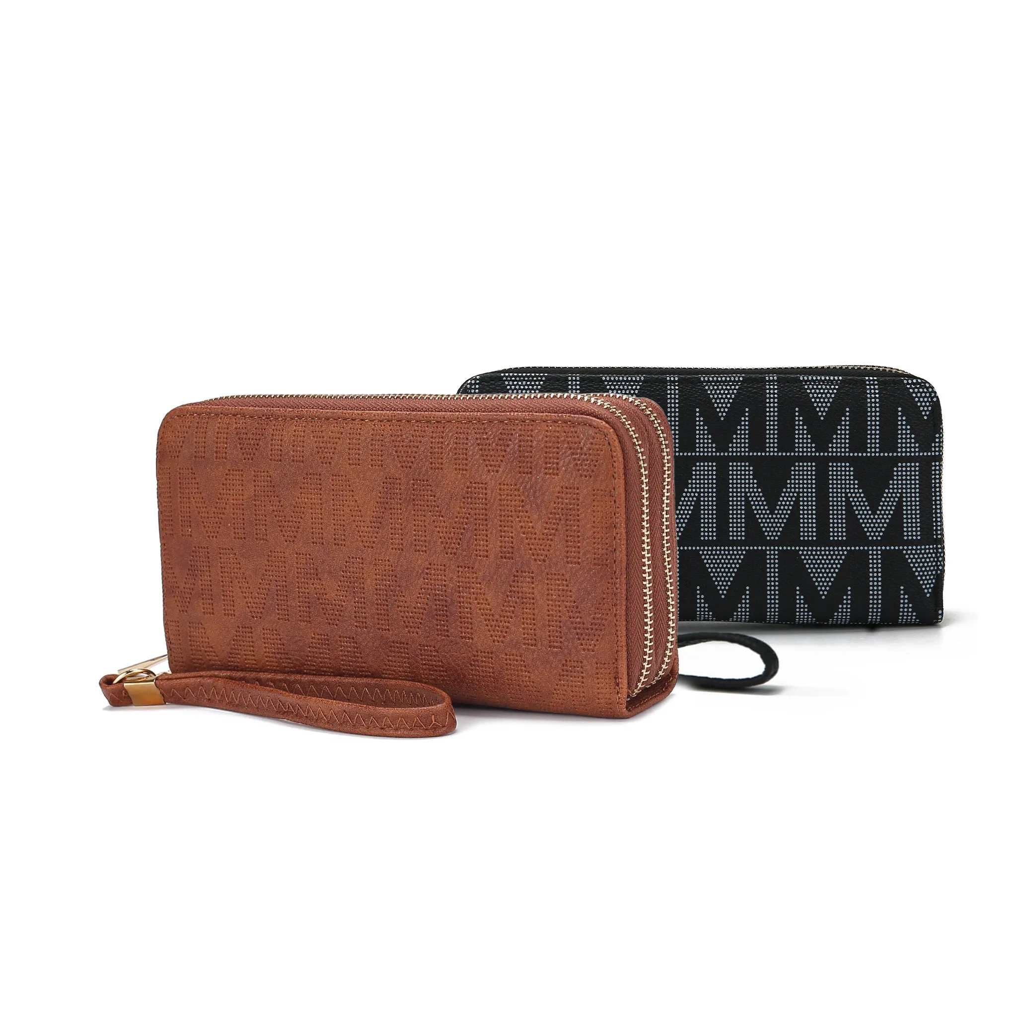 Kathe Embossed M Signature Wallet Wristlet