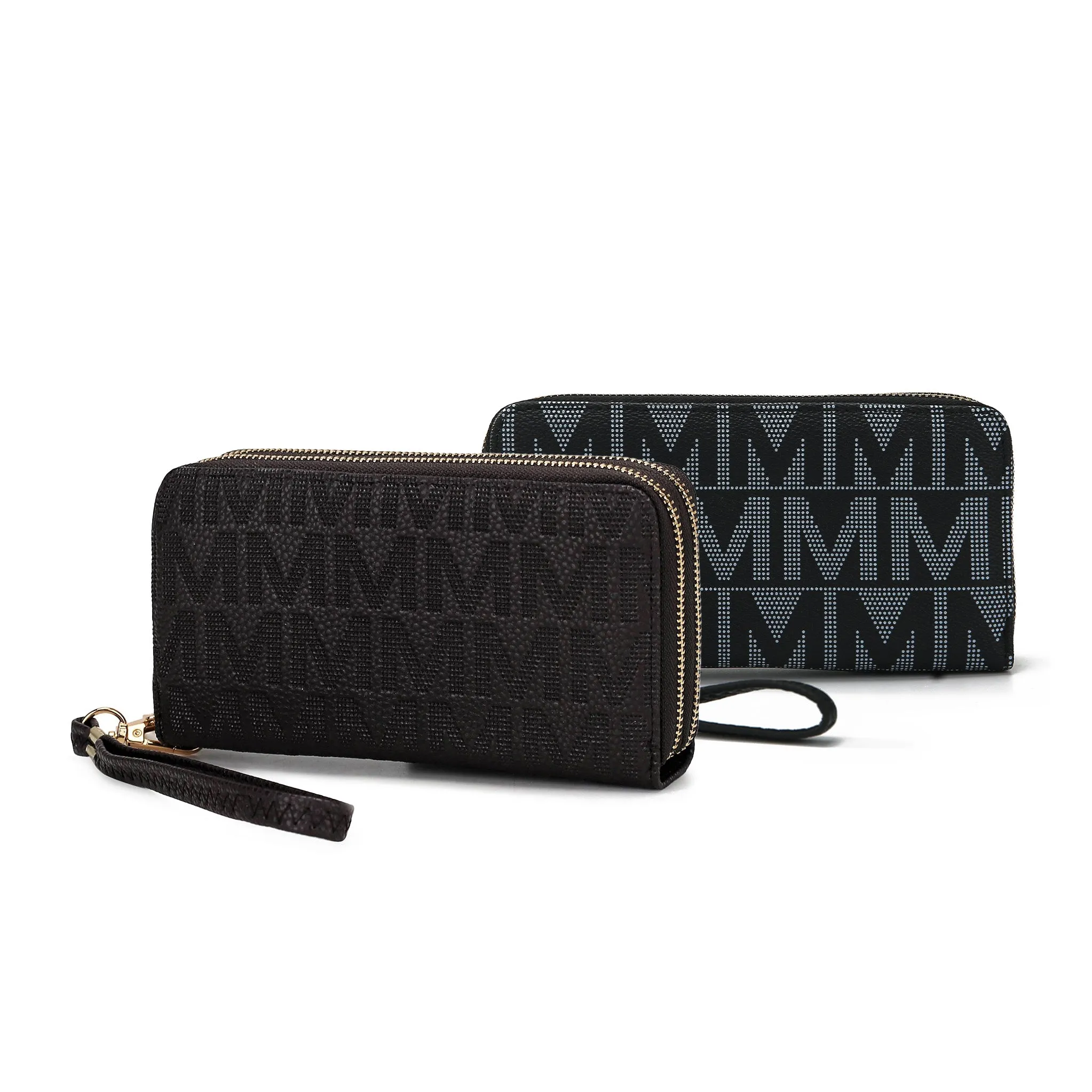 Kathe Embossed M Signature Wallet Wristlet