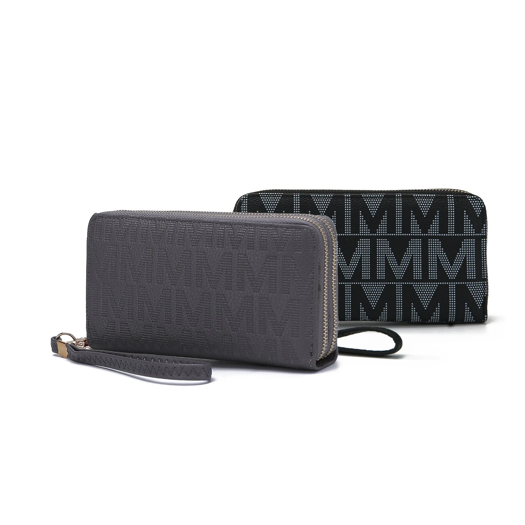 Kathe Embossed M Signature Wallet Wristlet