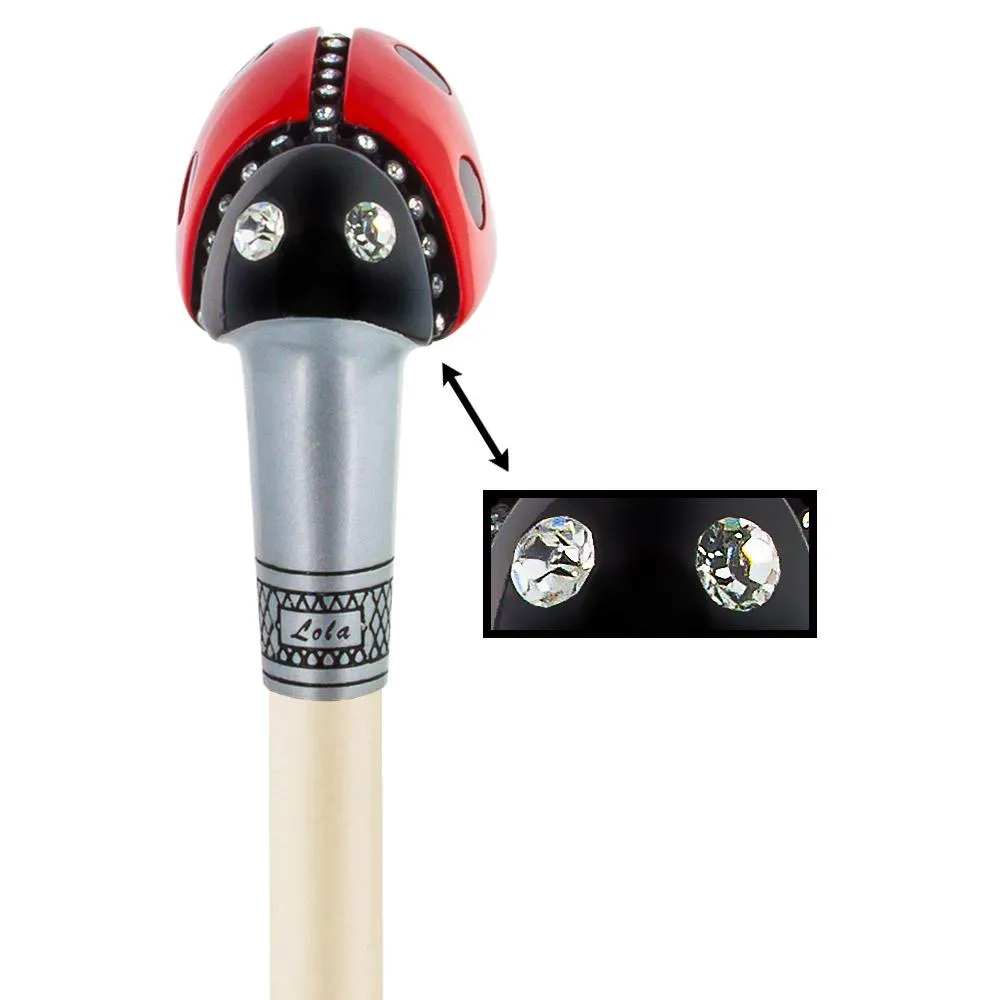 Lady Bug Lola Signature Carbon Fiber Walking Cane - 1 Ivory Shaft