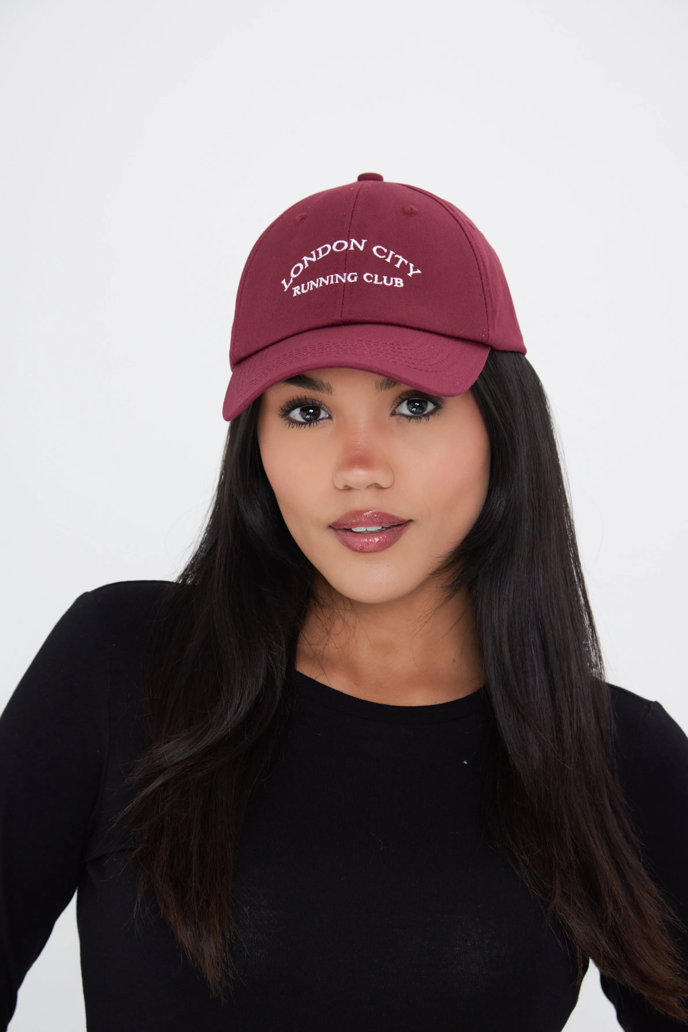 'London City Running Club' Cap in Burgundy Red