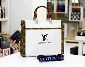 Louis Vuitton Women's Handbag with Brand Tag and Belt (White) Design B