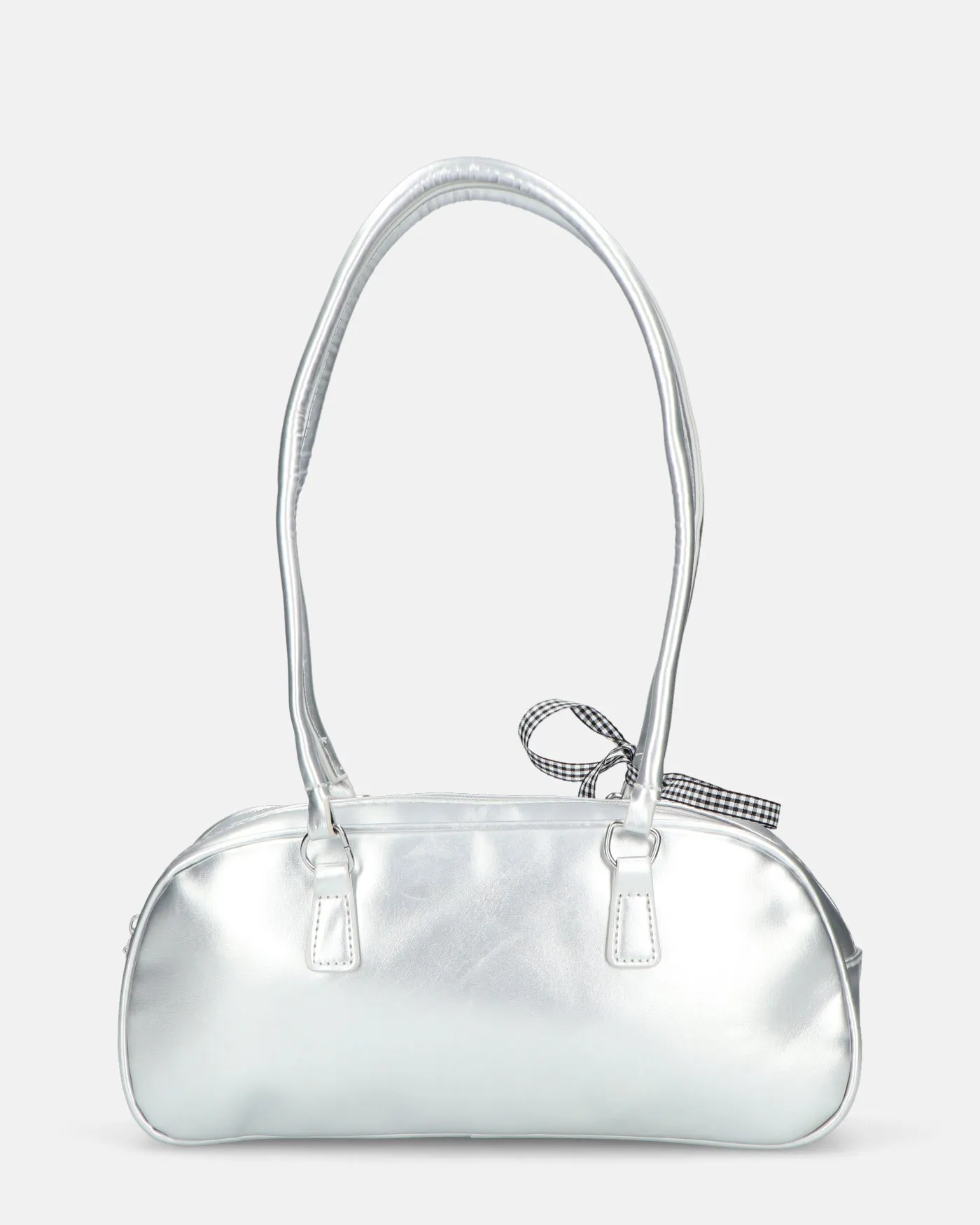 MATY - borsa bauletto allungato argento con fiocco