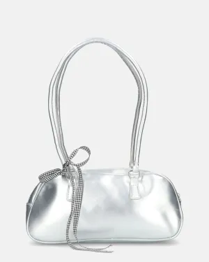 MATY - borsa bauletto allungato argento con fiocco