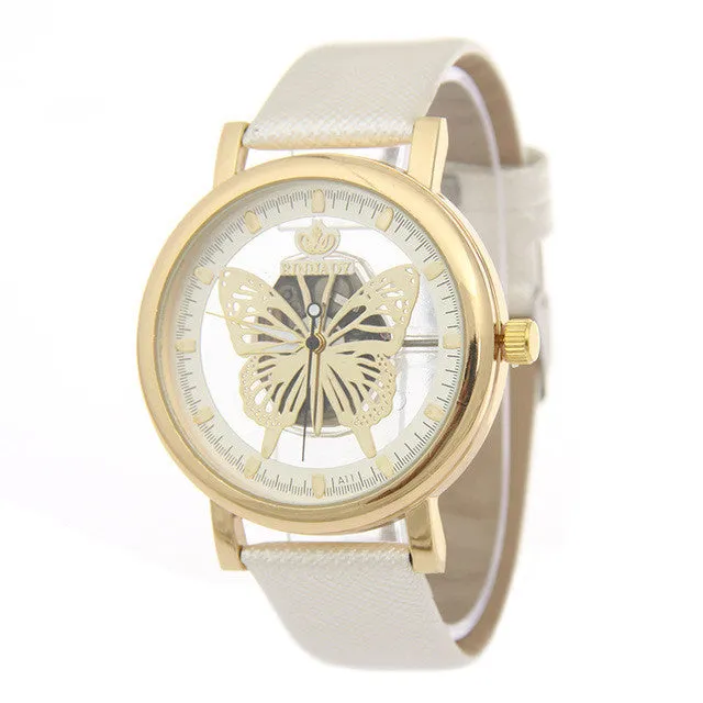 MINHIN Lady Graceful Wrist Watch Personality Butterfly Hollow Large Dial Quartz Watch Casual Clock Relogio Feminino Women