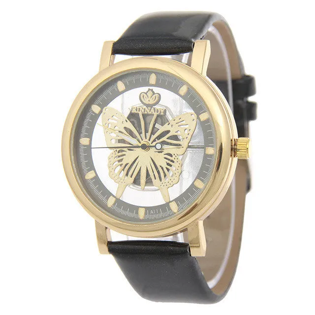 MINHIN Lady Graceful Wrist Watch Personality Butterfly Hollow Large Dial Quartz Watch Casual Clock Relogio Feminino Women