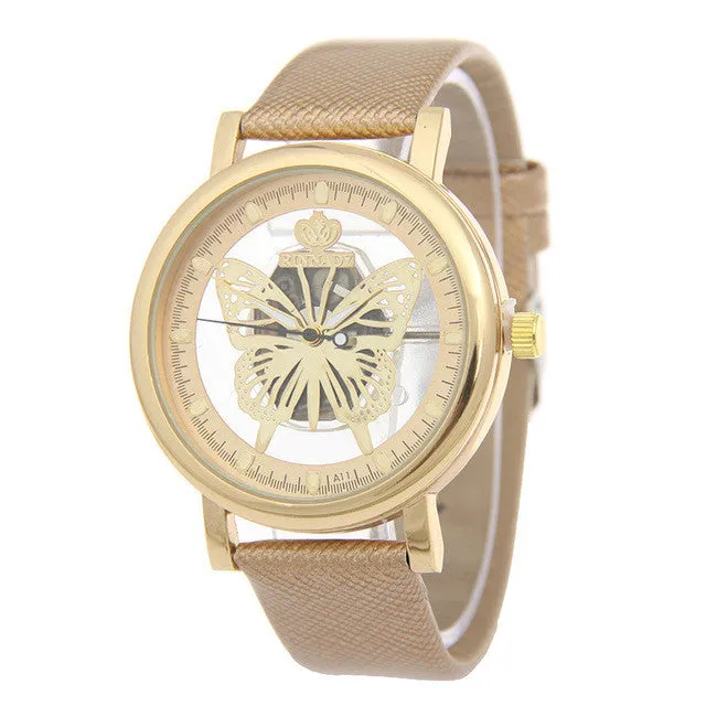 MINHIN Lady Graceful Wrist Watch Personality Butterfly Hollow Large Dial Quartz Watch Casual Clock Relogio Feminino Women