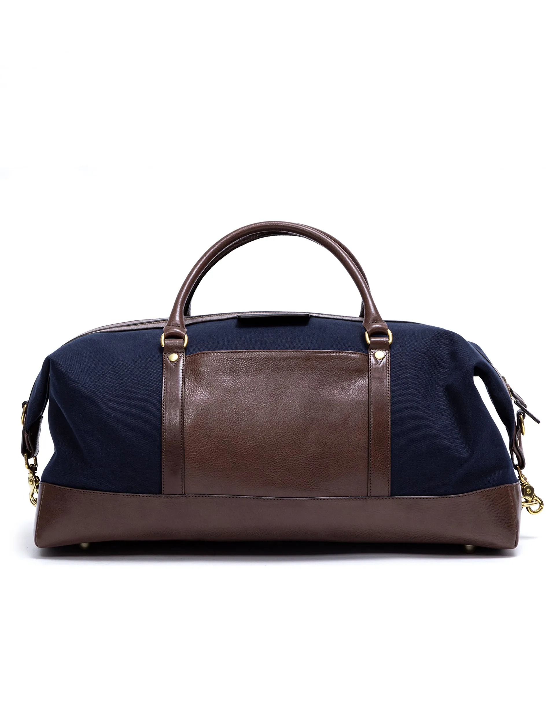 Navy & Brown Leather Duffle Bag