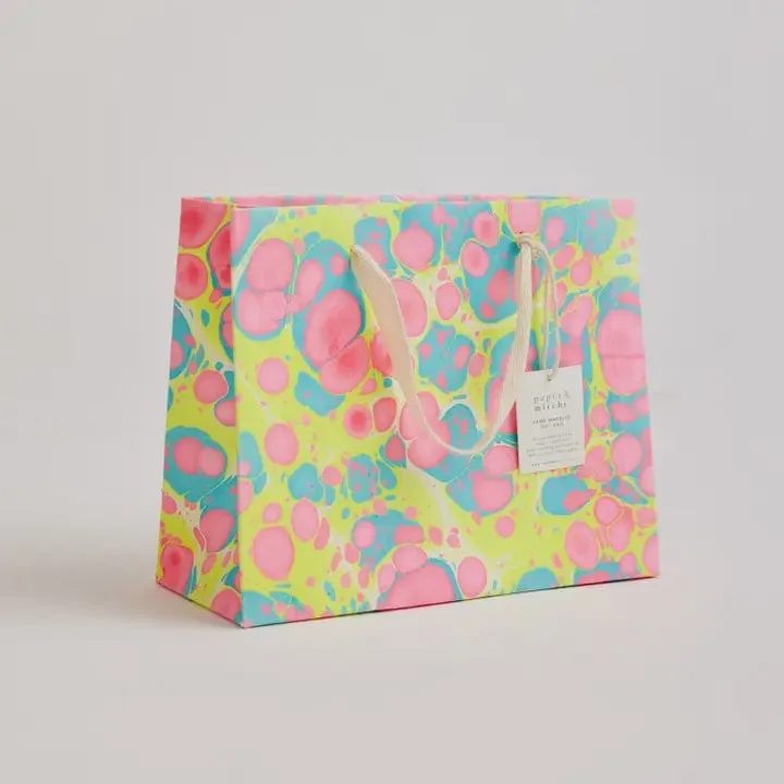 Paper Mirchi Hand Block Printed Medium Gift Bag Neon