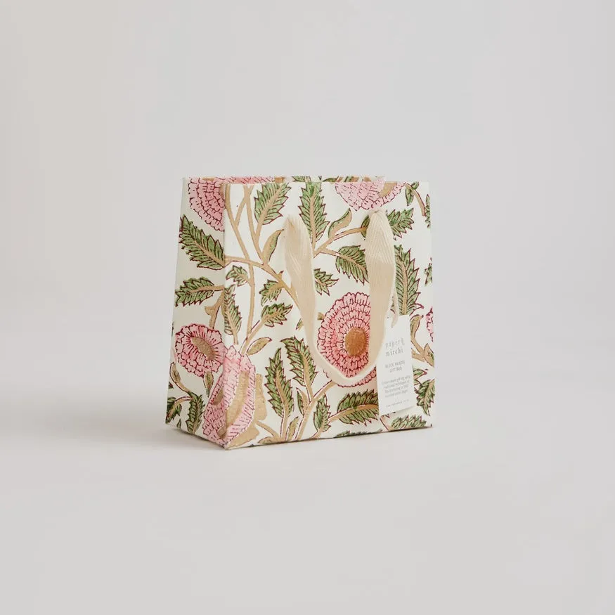 Paper Mirchi Hand Block Printed Small Gift Bag Blush